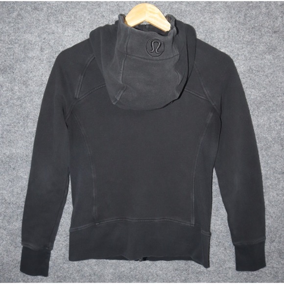Lululemon Sweater Women 6 Faded Black Scuba Full Zip‎ Hoody Athleisure Train Run - Picture 3 of 5